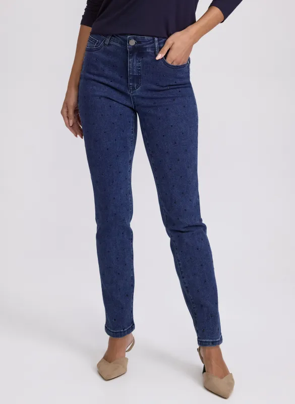 Rhinestone Embellished Jeans sold by Laura