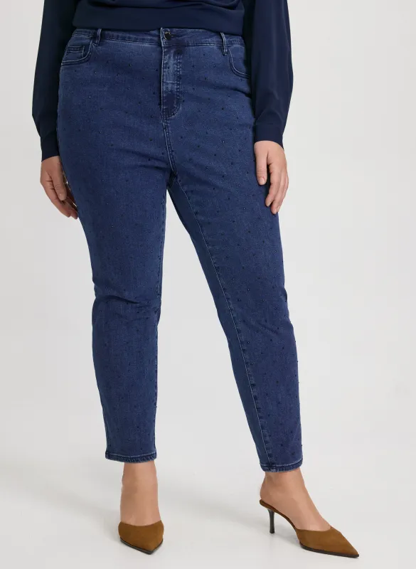 Tonal Stone Embellished Jeans sold by Laura