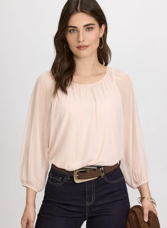 Mesh Balloon Sleeve Top sold by Laura