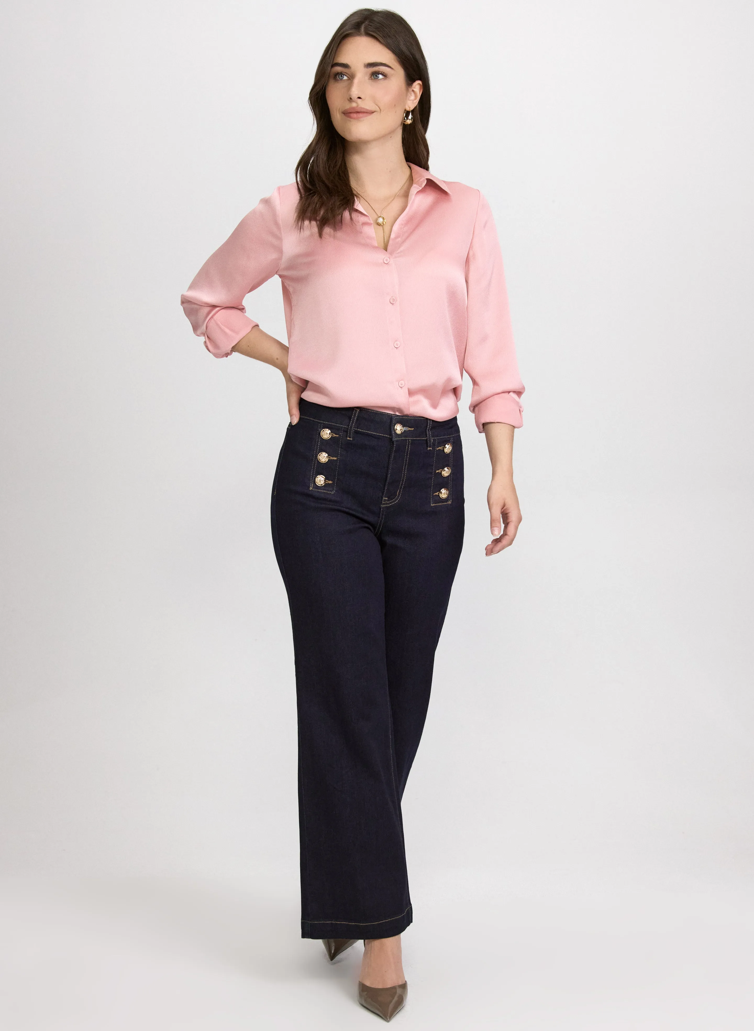 Satin Button-Down Blouse sold by Laura product image thumbnail 3