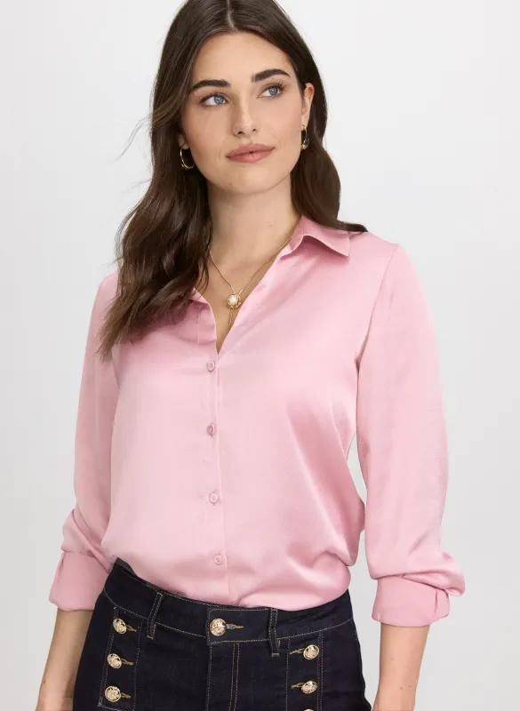 Satin Button-Down Blouse sold by Laura