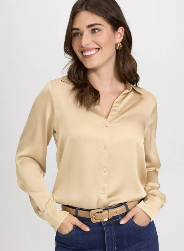 Satin Button-Down Blouse sold by Laura