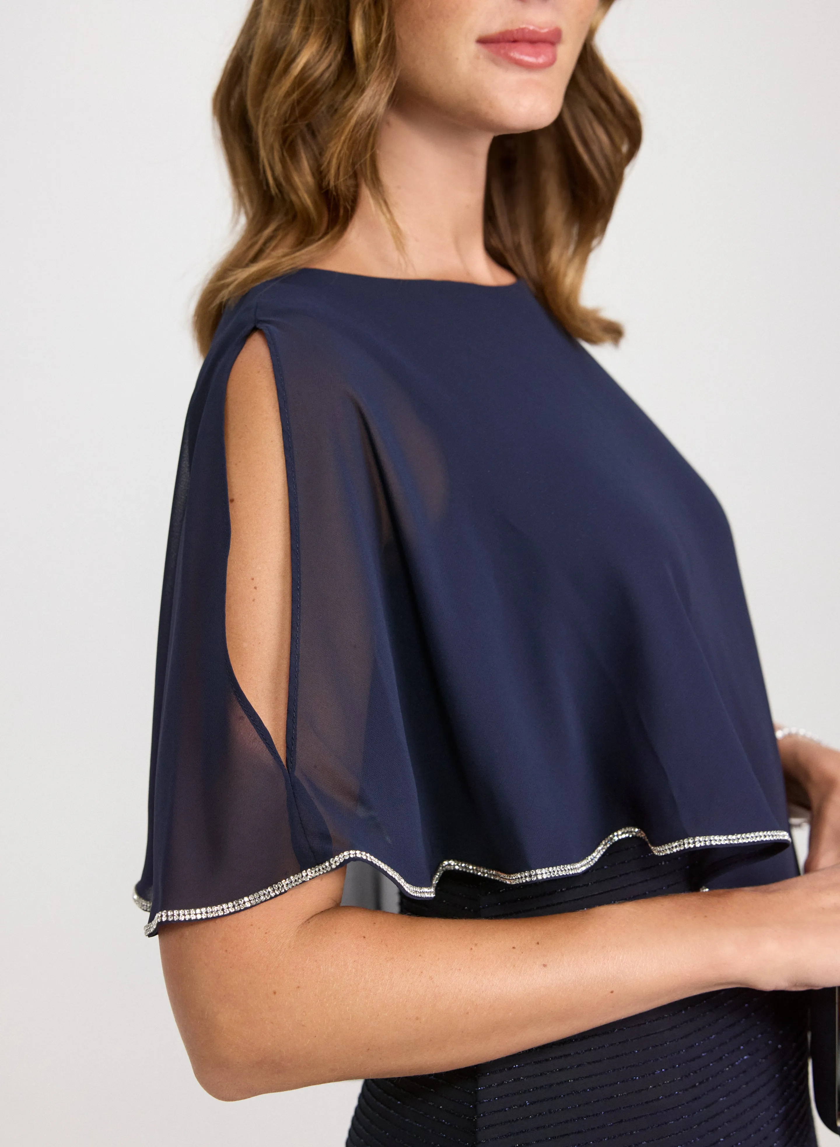 Chiffon Poncho & Metallic Knit Dress sold by Laura product image thumbnail 5