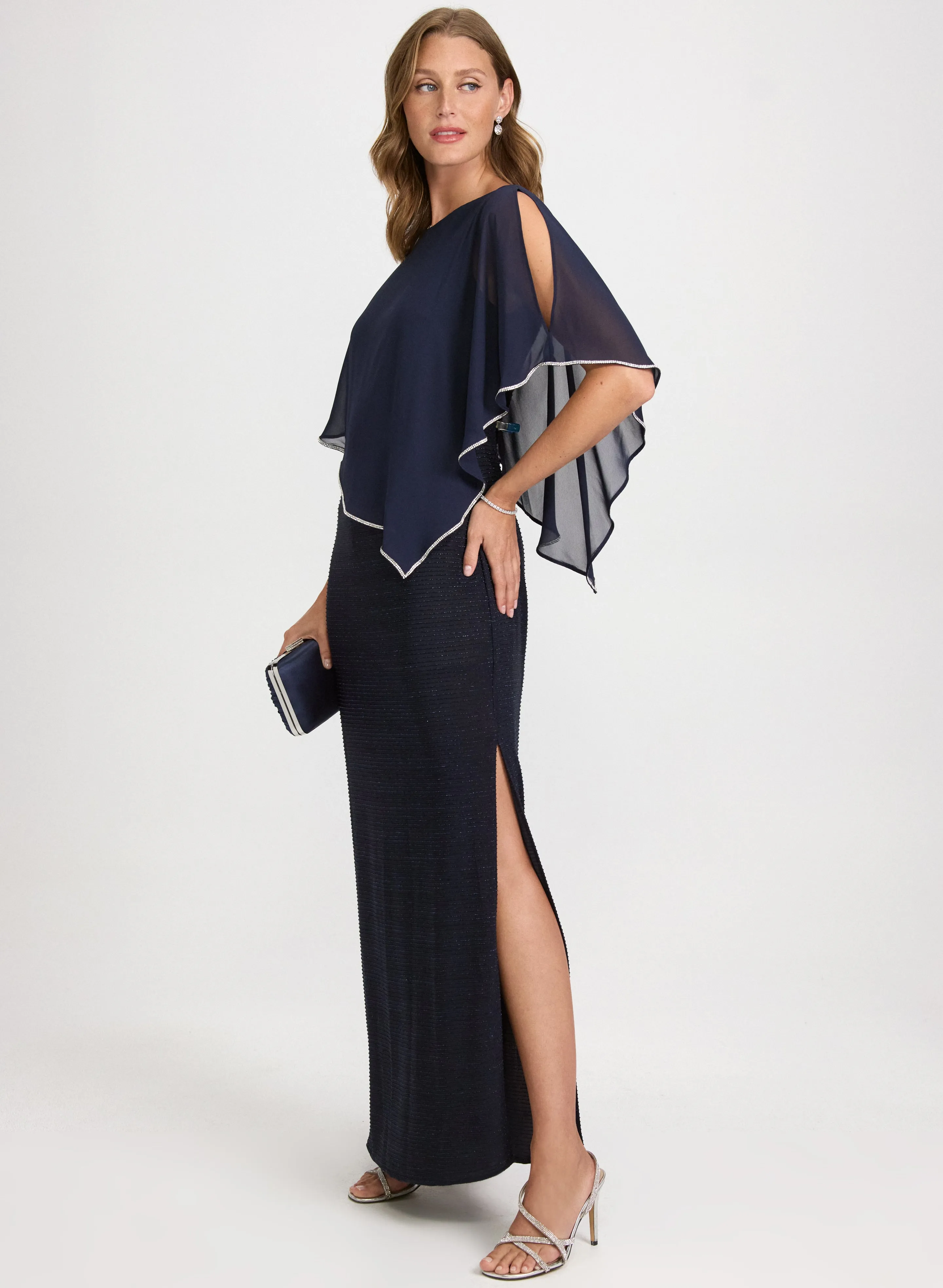 Chiffon Poncho & Metallic Knit Dress sold by Laura product image thumbnail 2