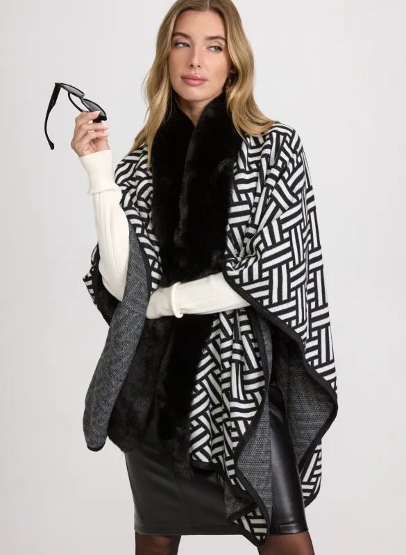 Geometric Print Poncho sold by Laura