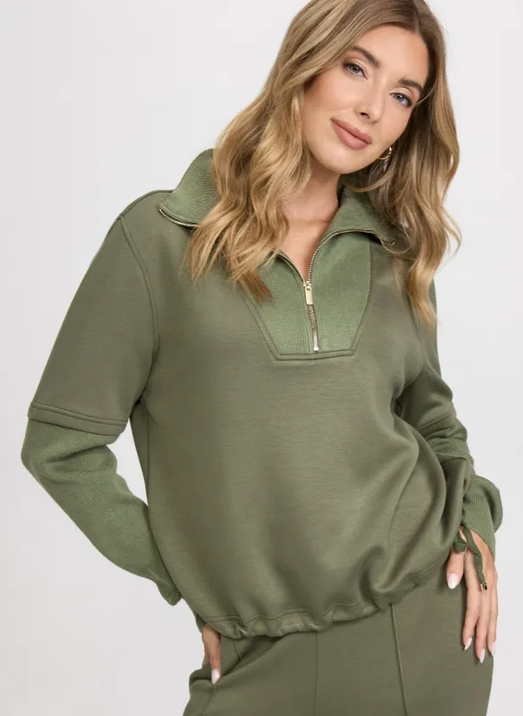 Zip-Up Funnel Neck Top sold by Laura