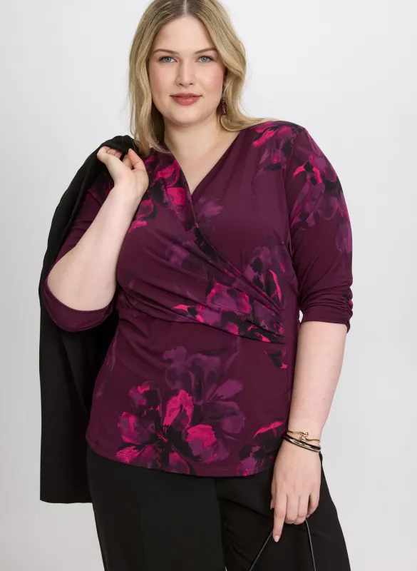 Floral Wrap-Effect Top sold by Laura