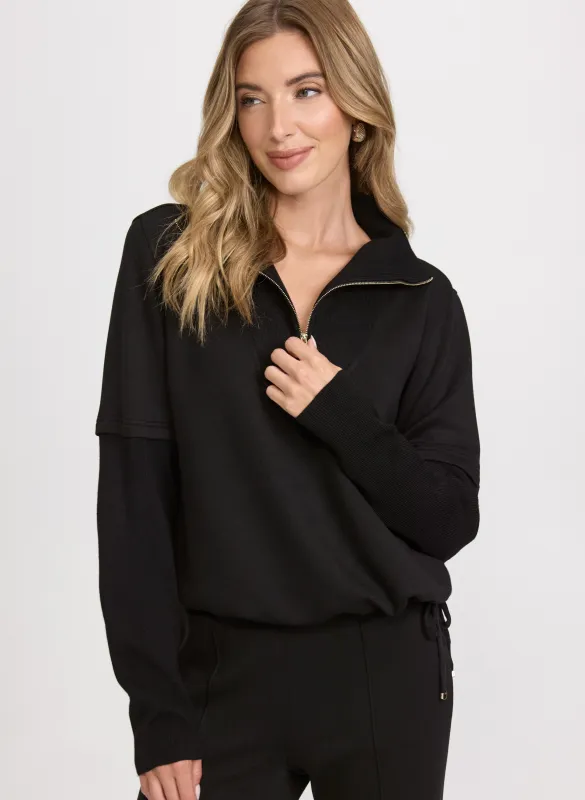 Zip-Up Funnel Neck Top sold by Laura