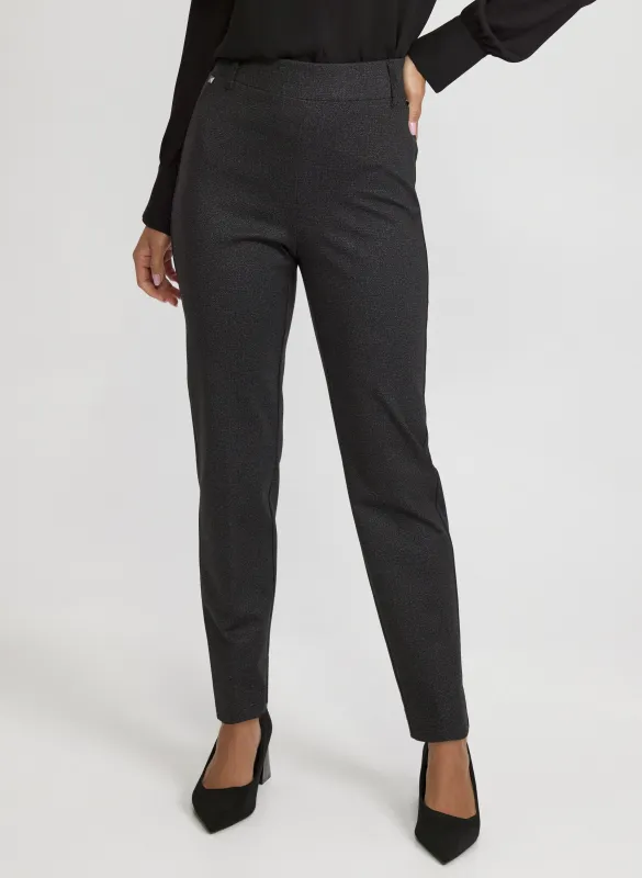 Sofia Herringbone Slim-Leg Pants sold by Laura