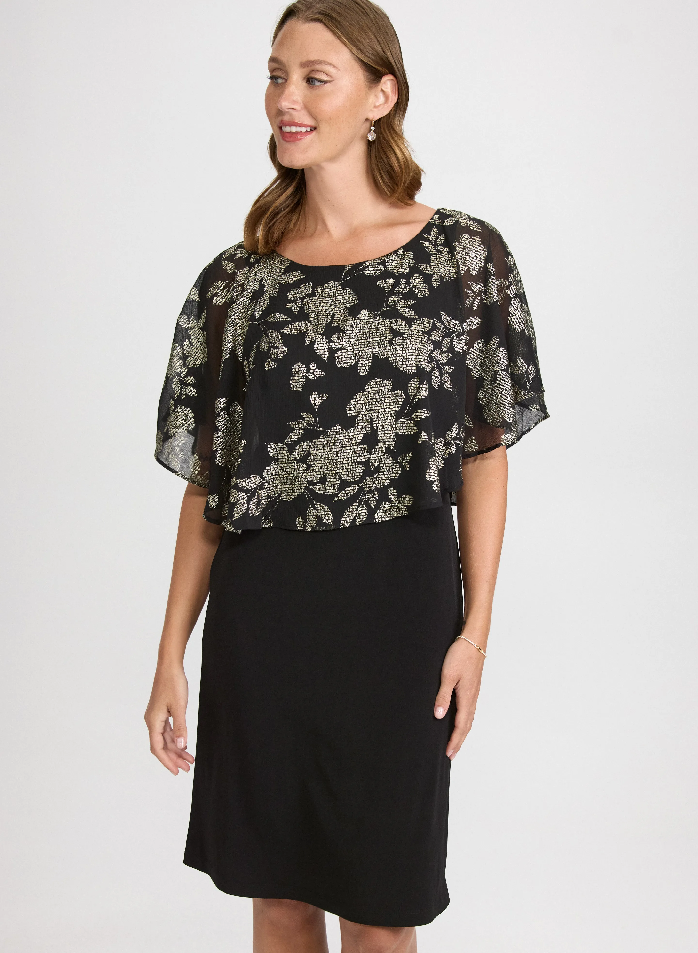 Metallic Floral Overlay Dress sold by Laura product image thumbnail 4