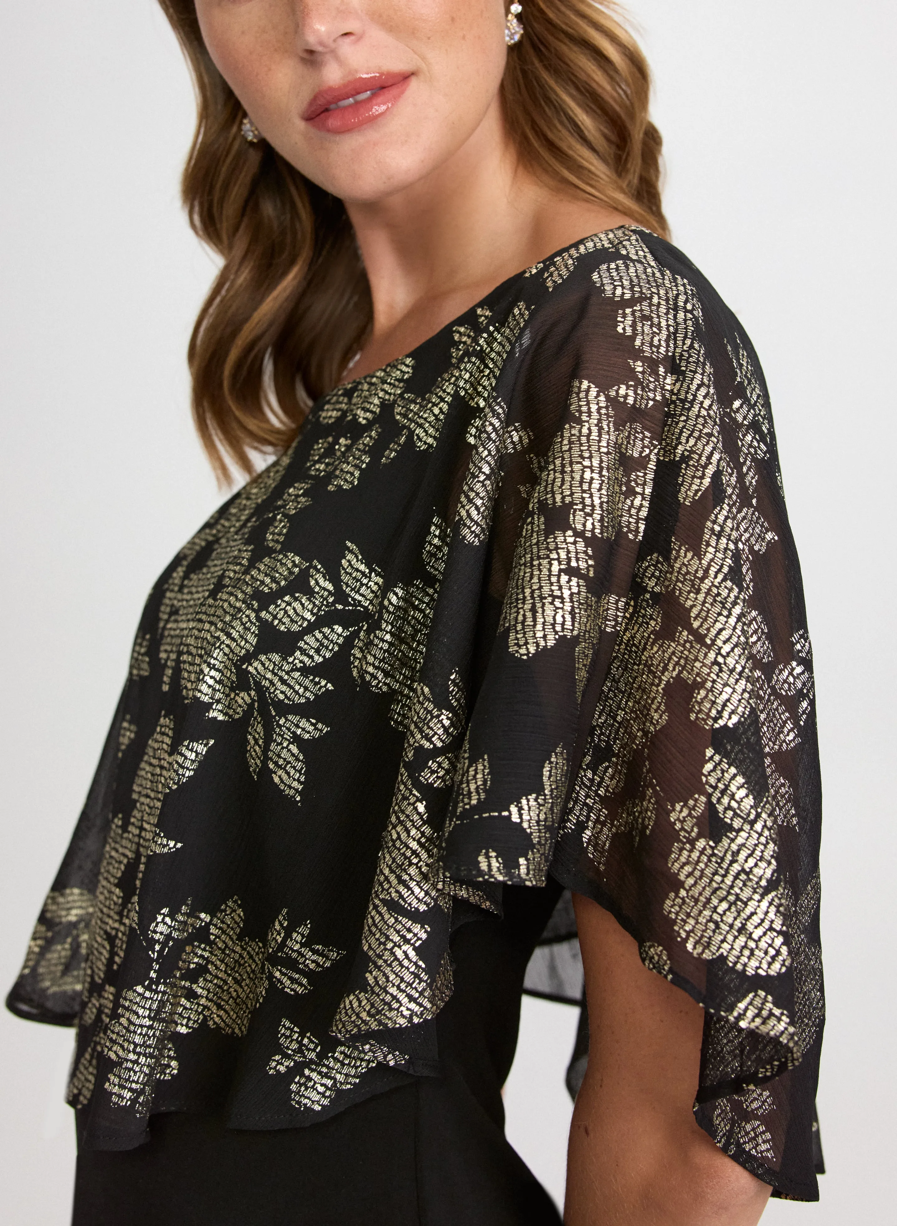 Metallic Floral Overlay Dress sold by Laura product image thumbnail 5