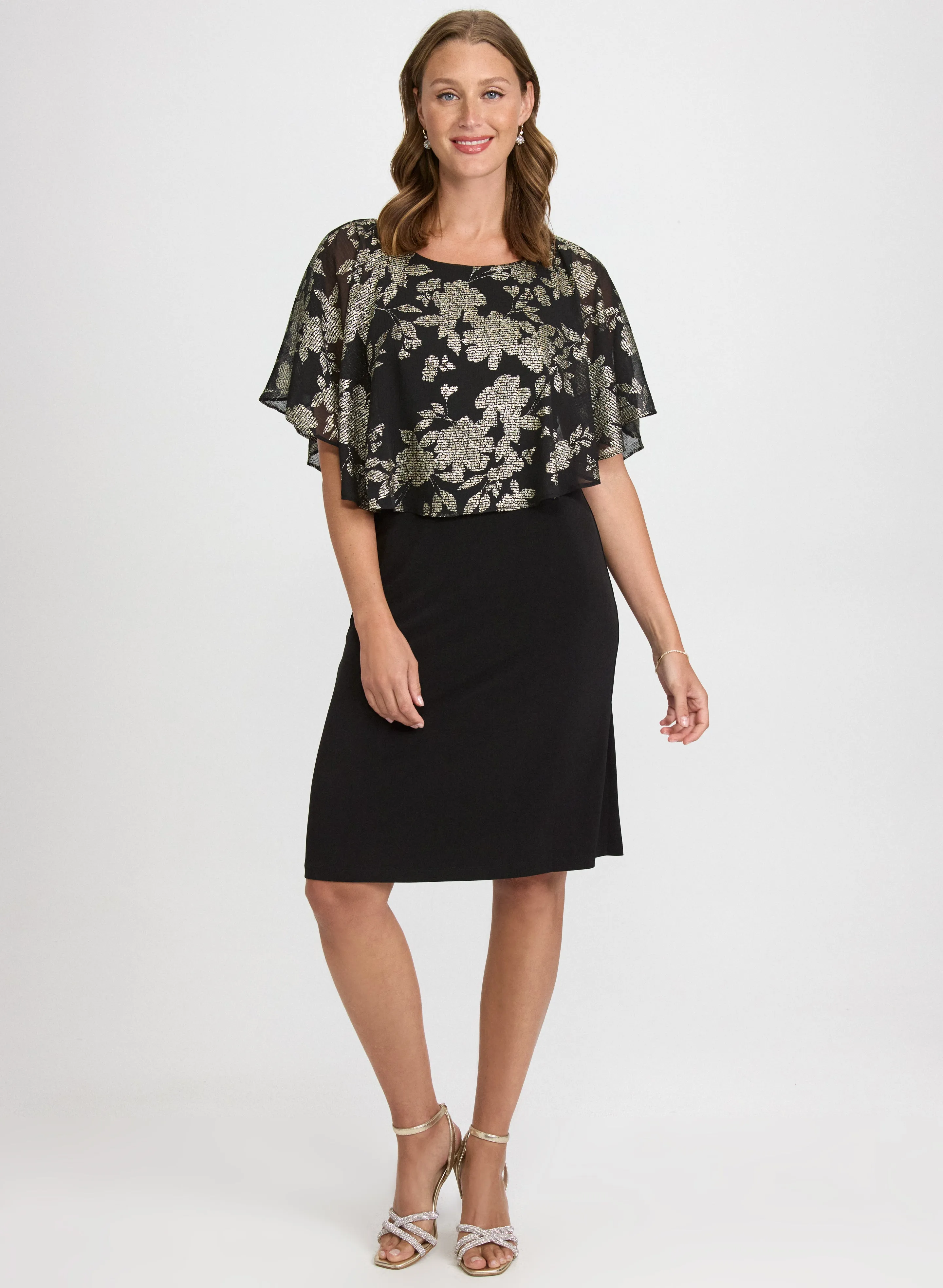 Metallic Floral Overlay Dress sold by Laura