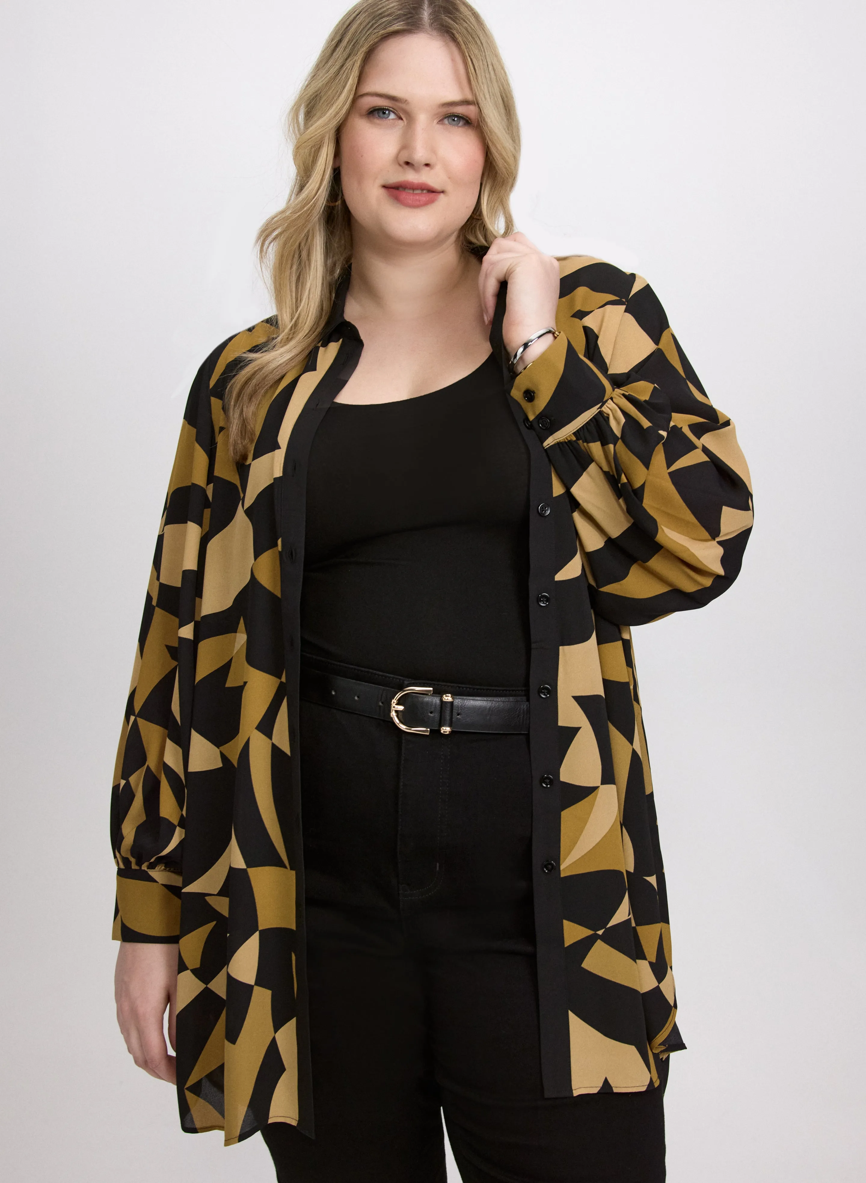 Geometric Button-Down Blouse sold by Laura