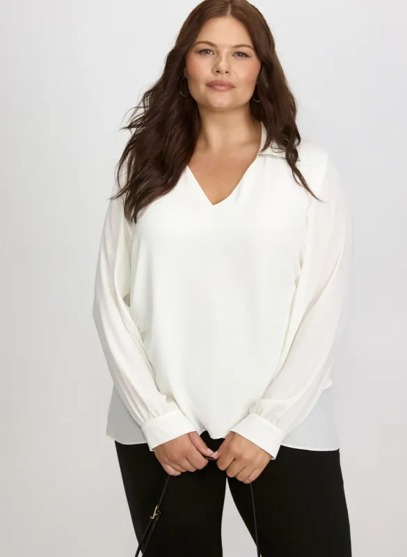 Joseph Ribkoff - Rhinestone Trim Blouse made by Laura