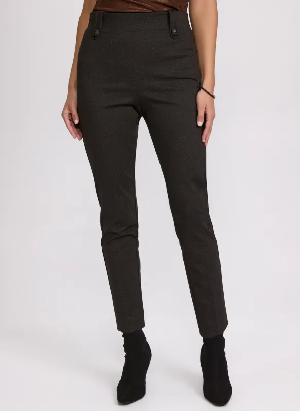 Sofia Herringbone Slim-Leg Pants sold by Laura
