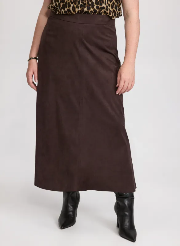Faux-Suede Midi Skirt sold by Laura