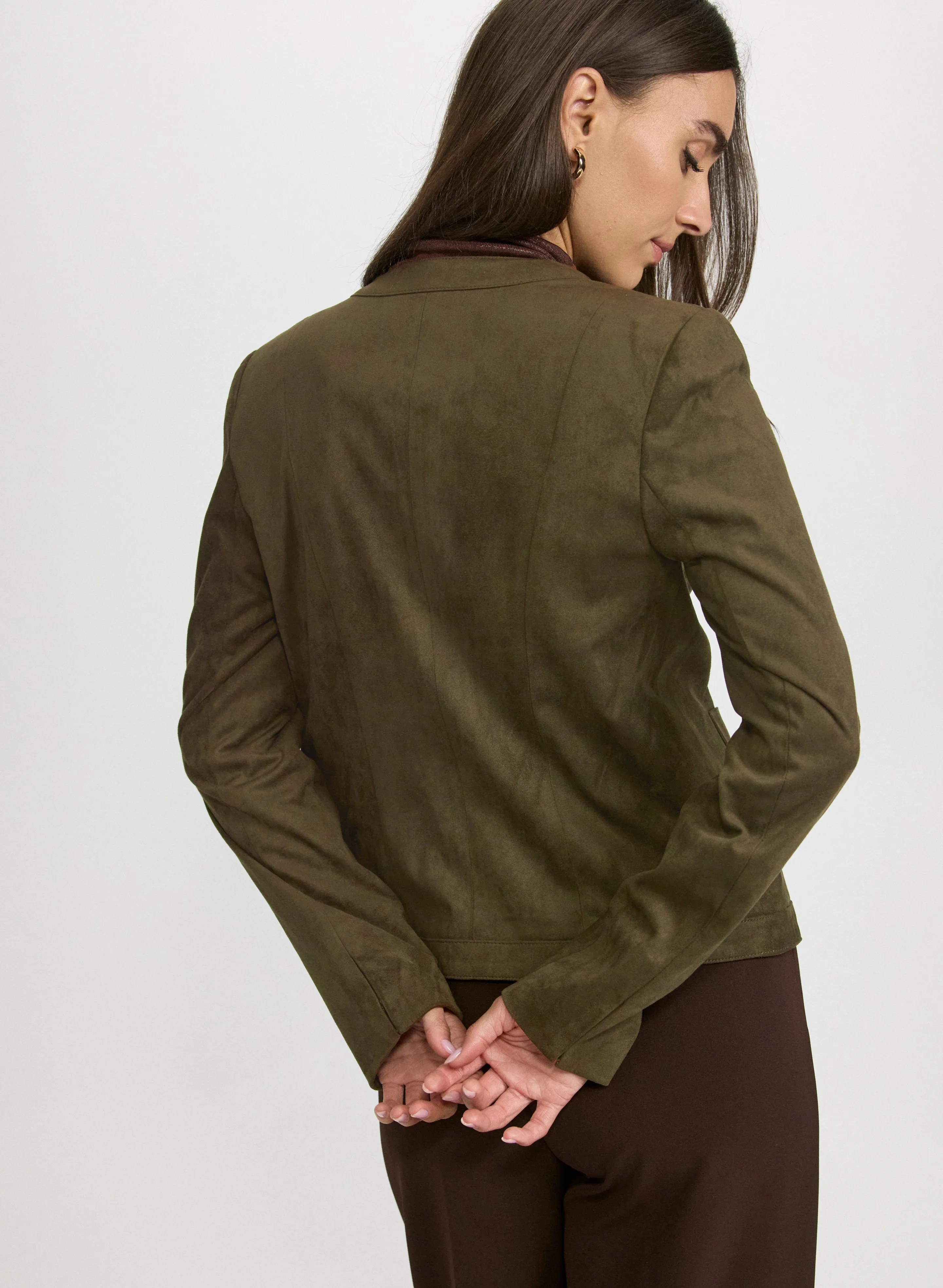 Faux-Suede Dome Button Jacket sold by Laura product image thumbnail 5