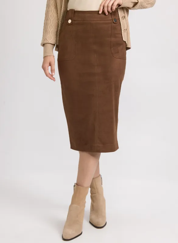 Vegan Suede Pencil Skirt sold by Laura