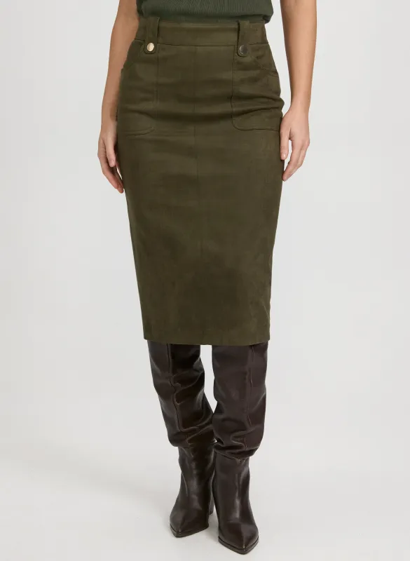 Vegan Suede Pencil Skirt sold by Laura