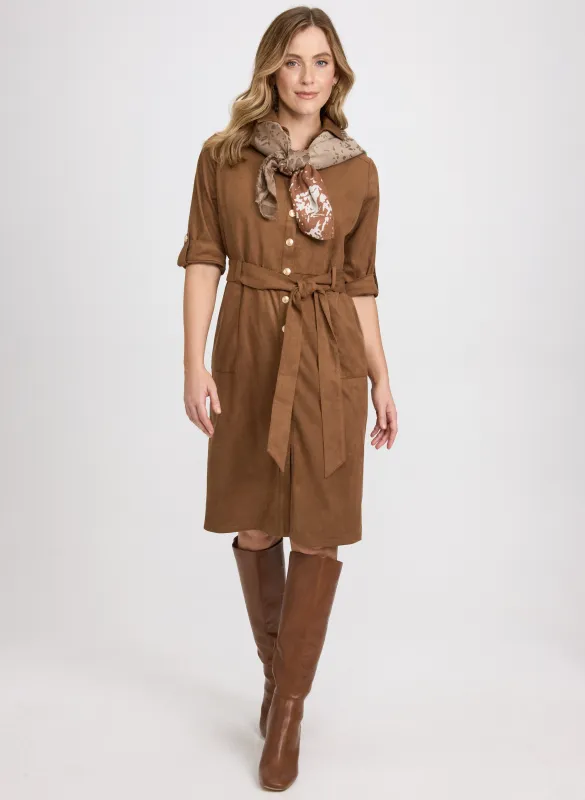Faux-Suede Shirt Dress sold by Laura