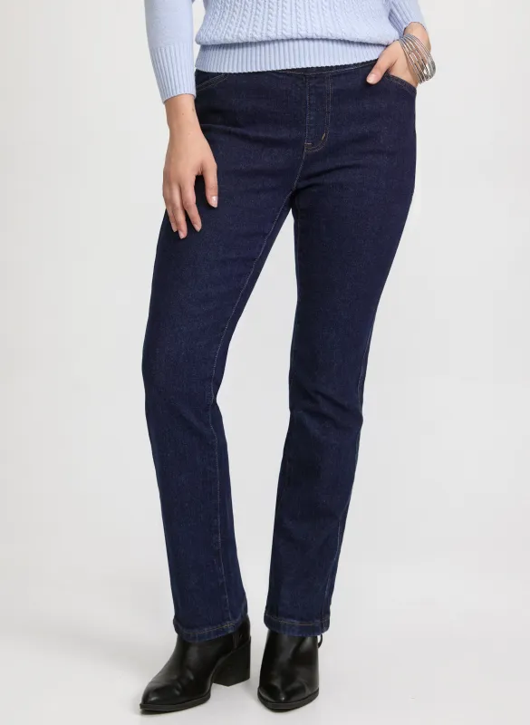 Pull-On Straight-Leg Jeans sold by Laura