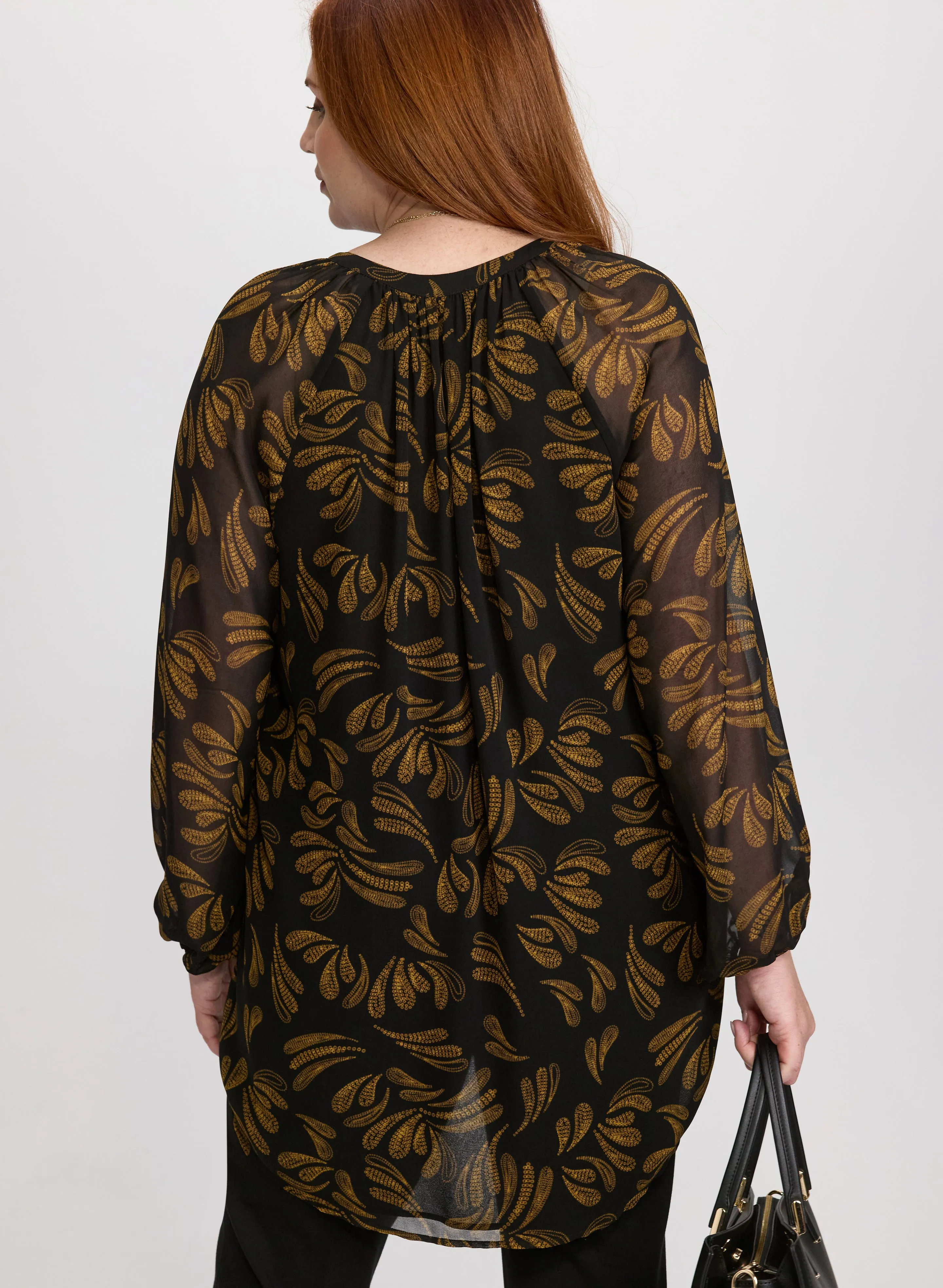 Sequined Leaf Print Blouse sold by Laura product image thumbnail 4