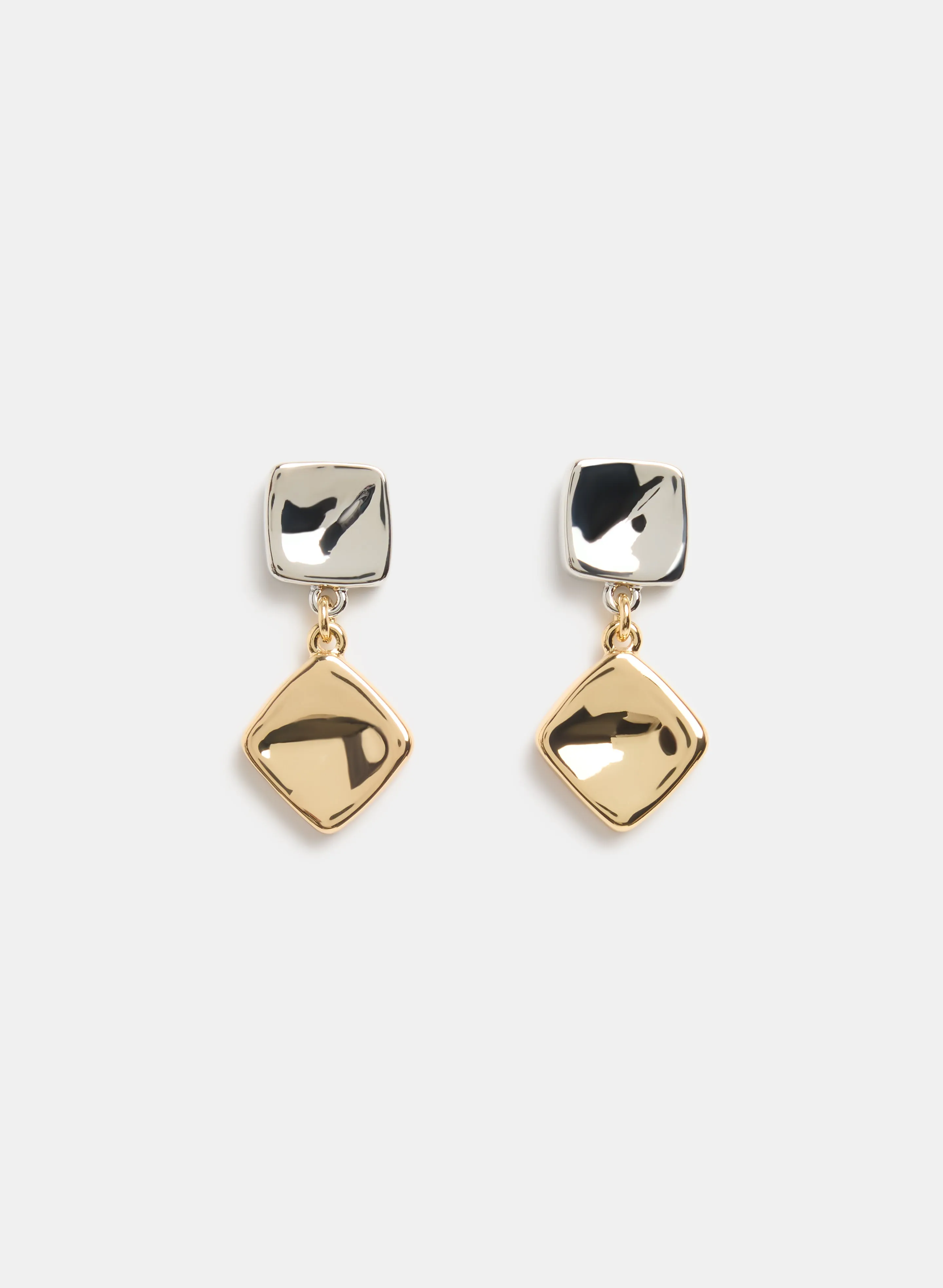 2-Tone Square Drop Earrings sold by Laura