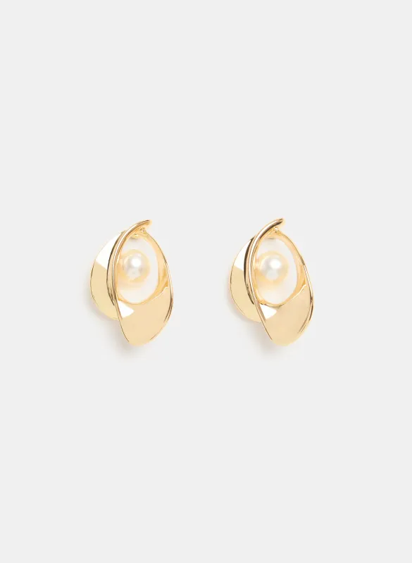 Pearl Embellished Teardrop Earrings sold by Laura