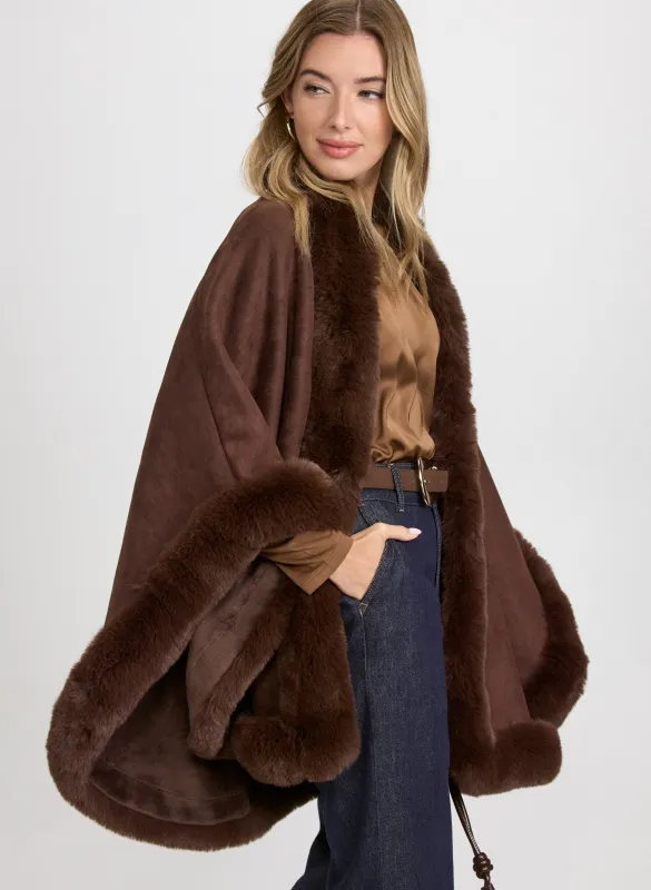 Faux-Fur Trim Poncho sold by Laura