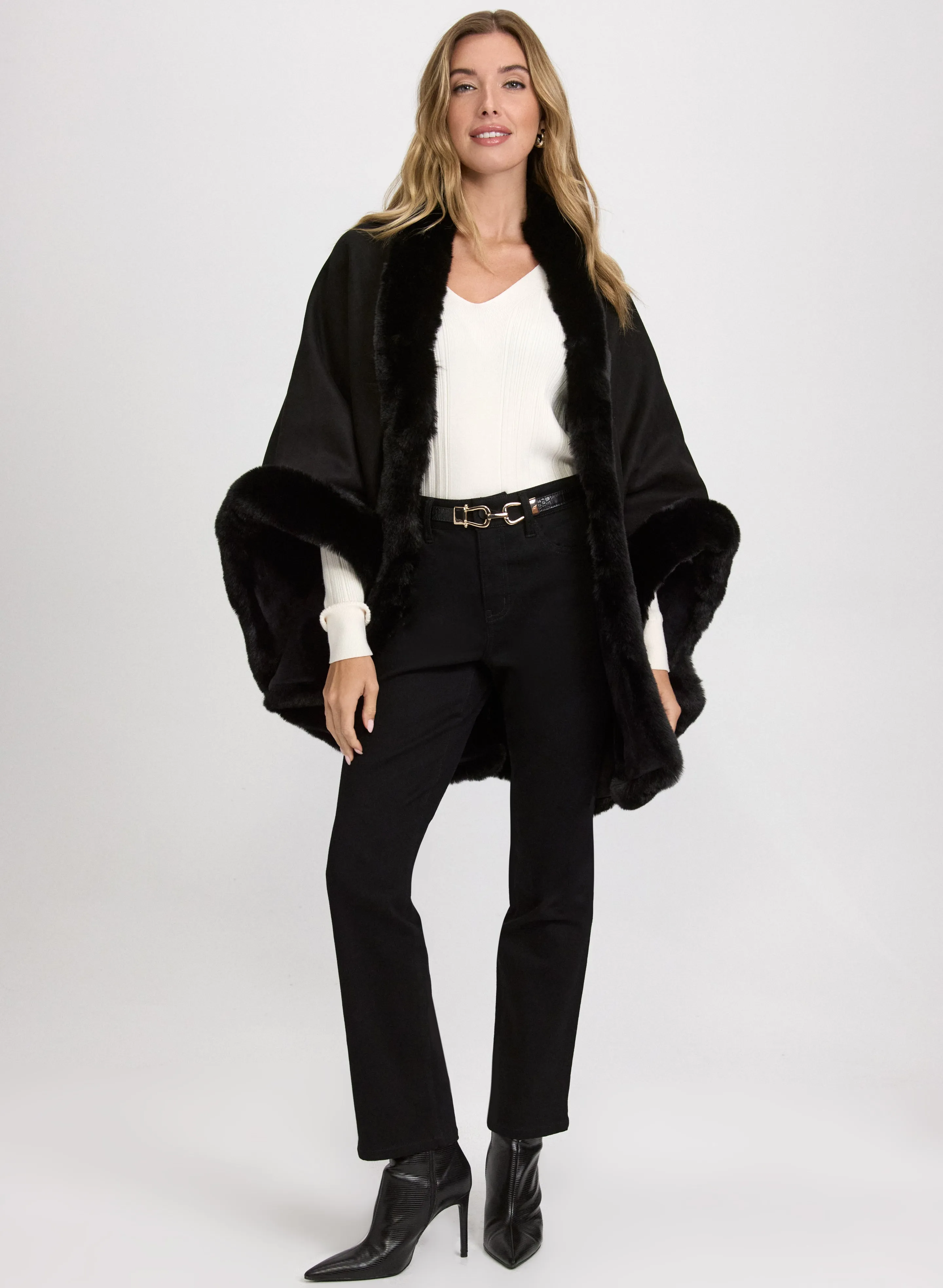 Faux-Fur Trim Poncho sold by Laura product image thumbnail 3