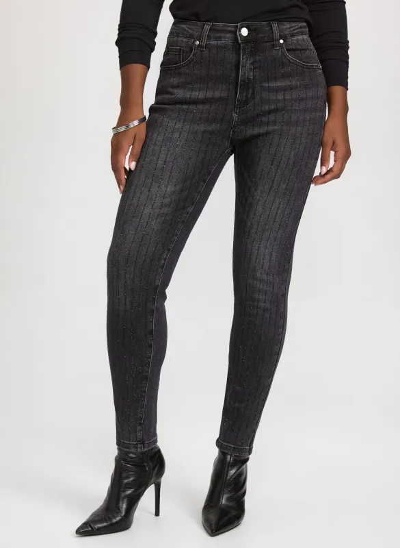 Embellished Pinstripe Jeans sold by Laura