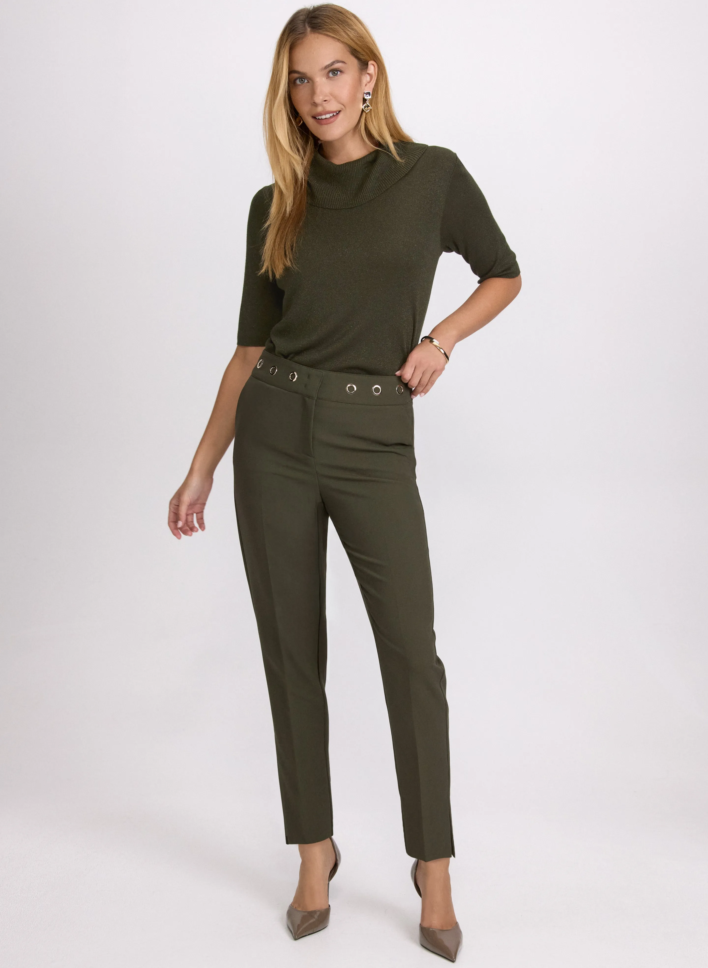 Emma Grommet Trim Slim-Leg Pants sold by Laura product image thumbnail 3