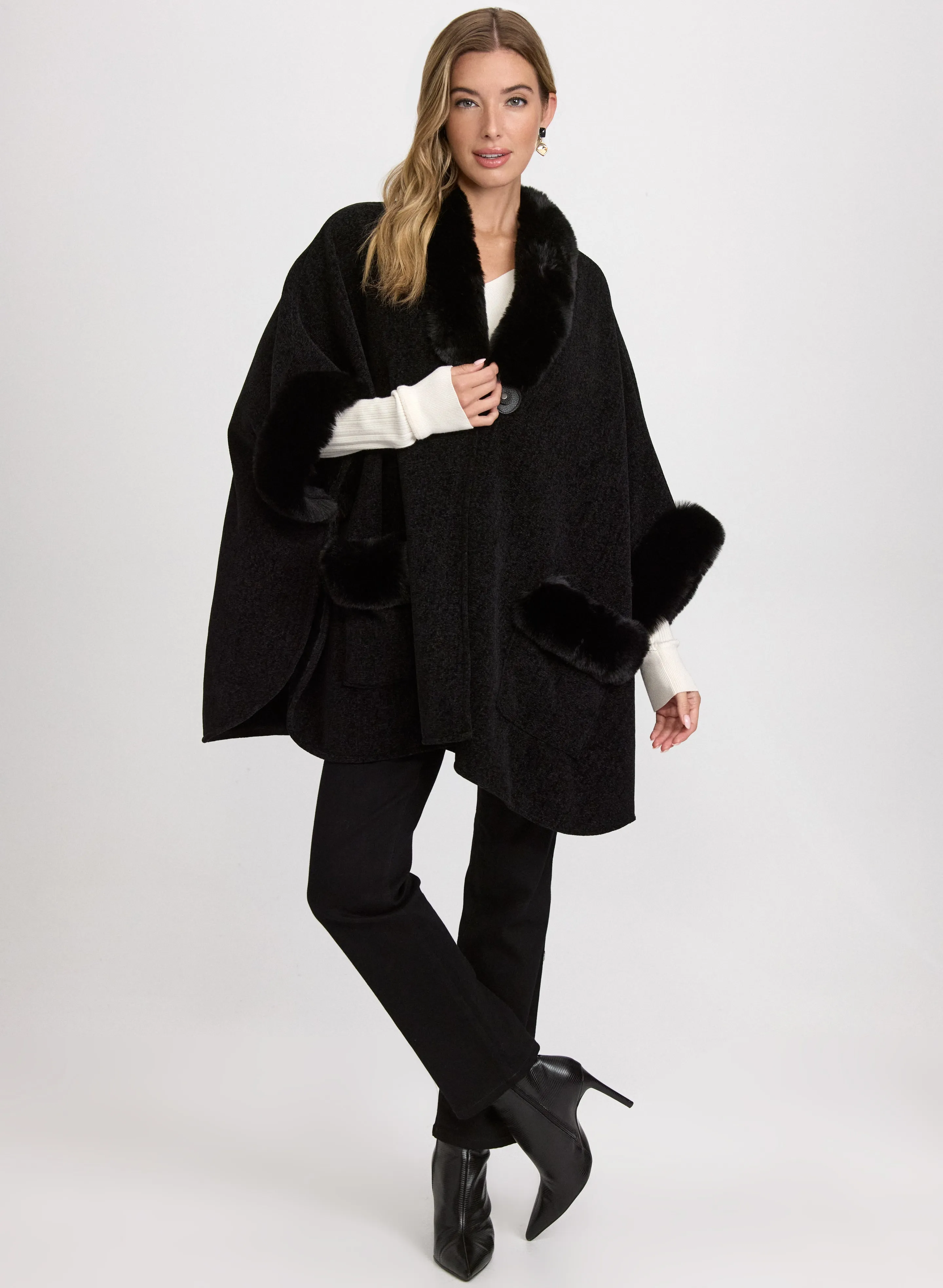 Faux-Fur Trim Poncho sold by Laura product image thumbnail 3