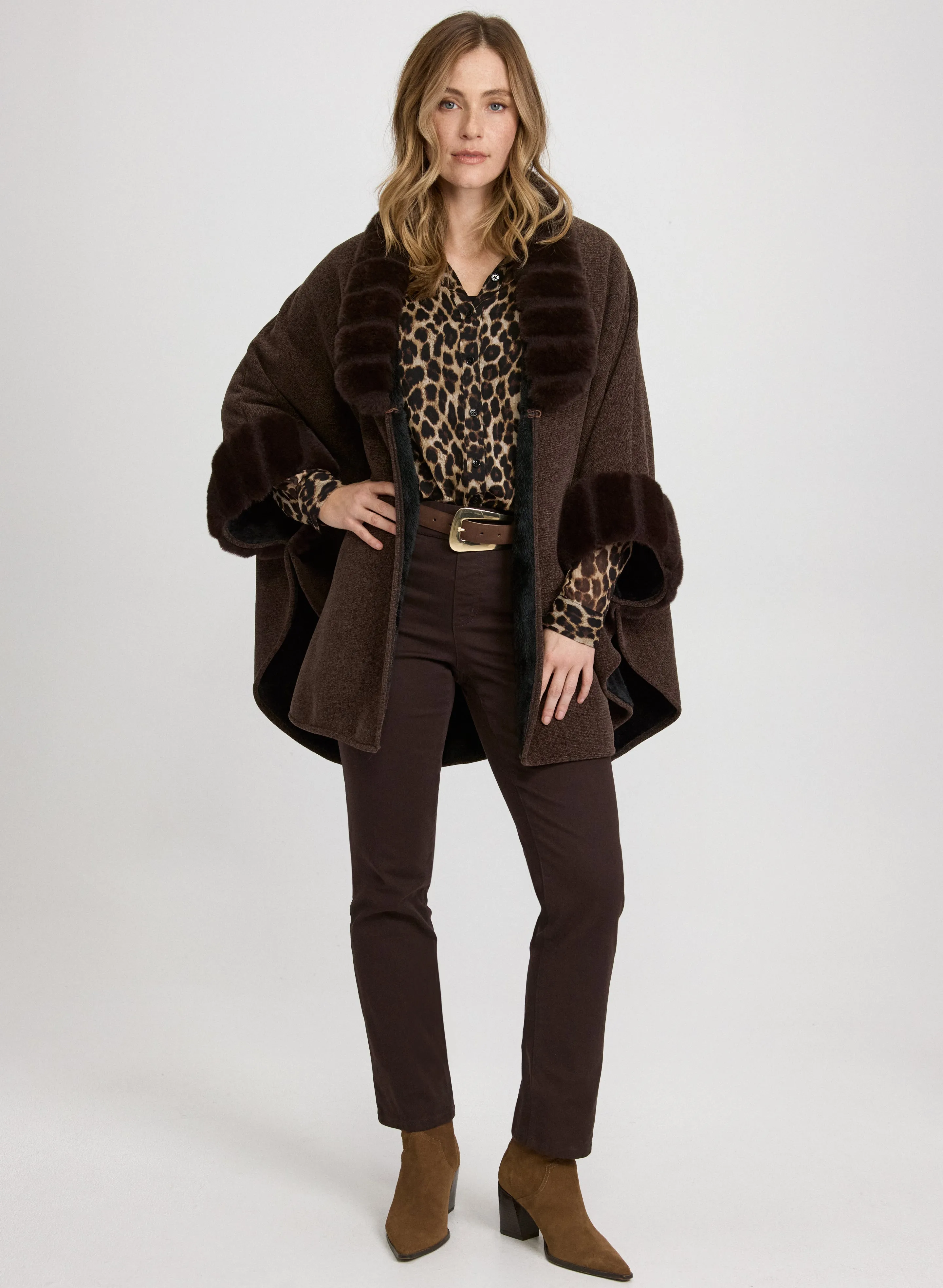 Faux Fur Trim Poncho sold by Laura product image thumbnail 2