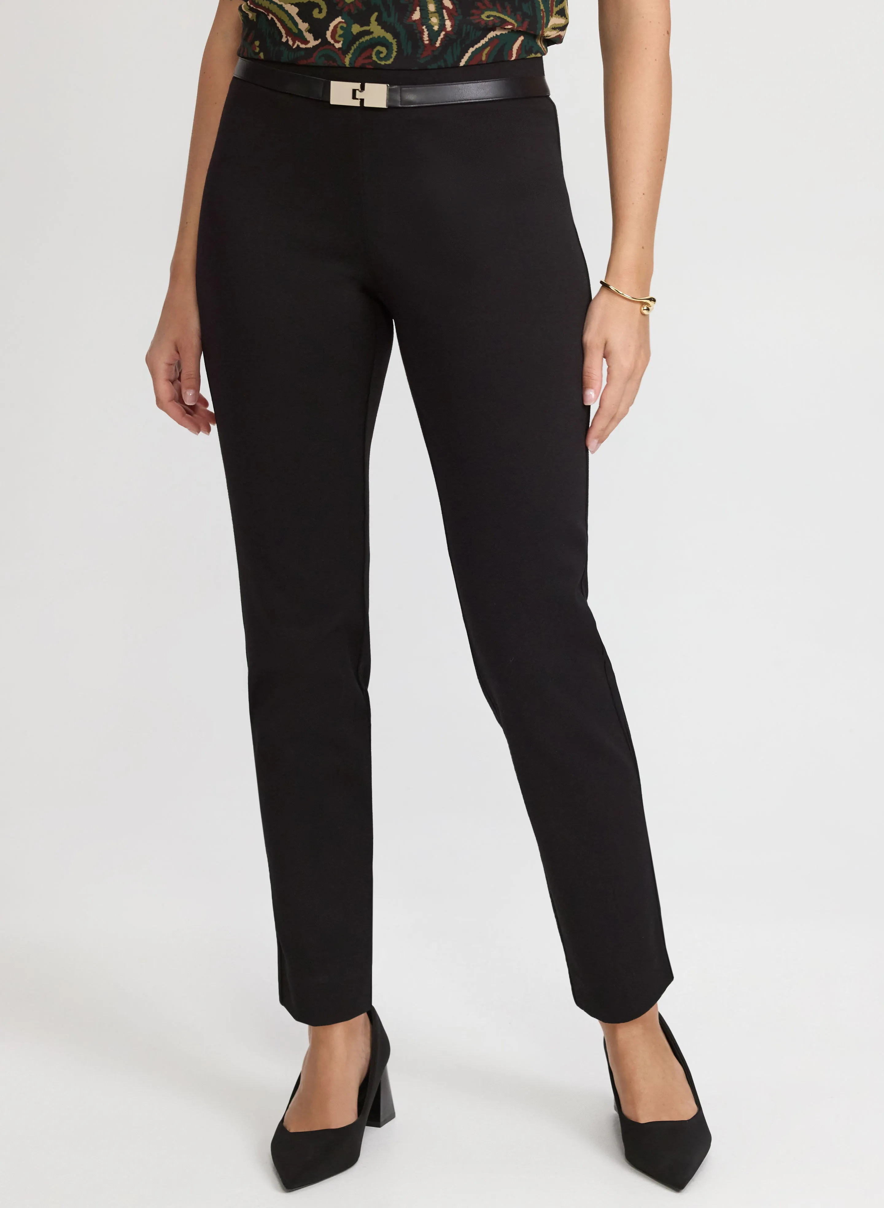 Sofia Belted Slim-Leg Pants sold by Laura