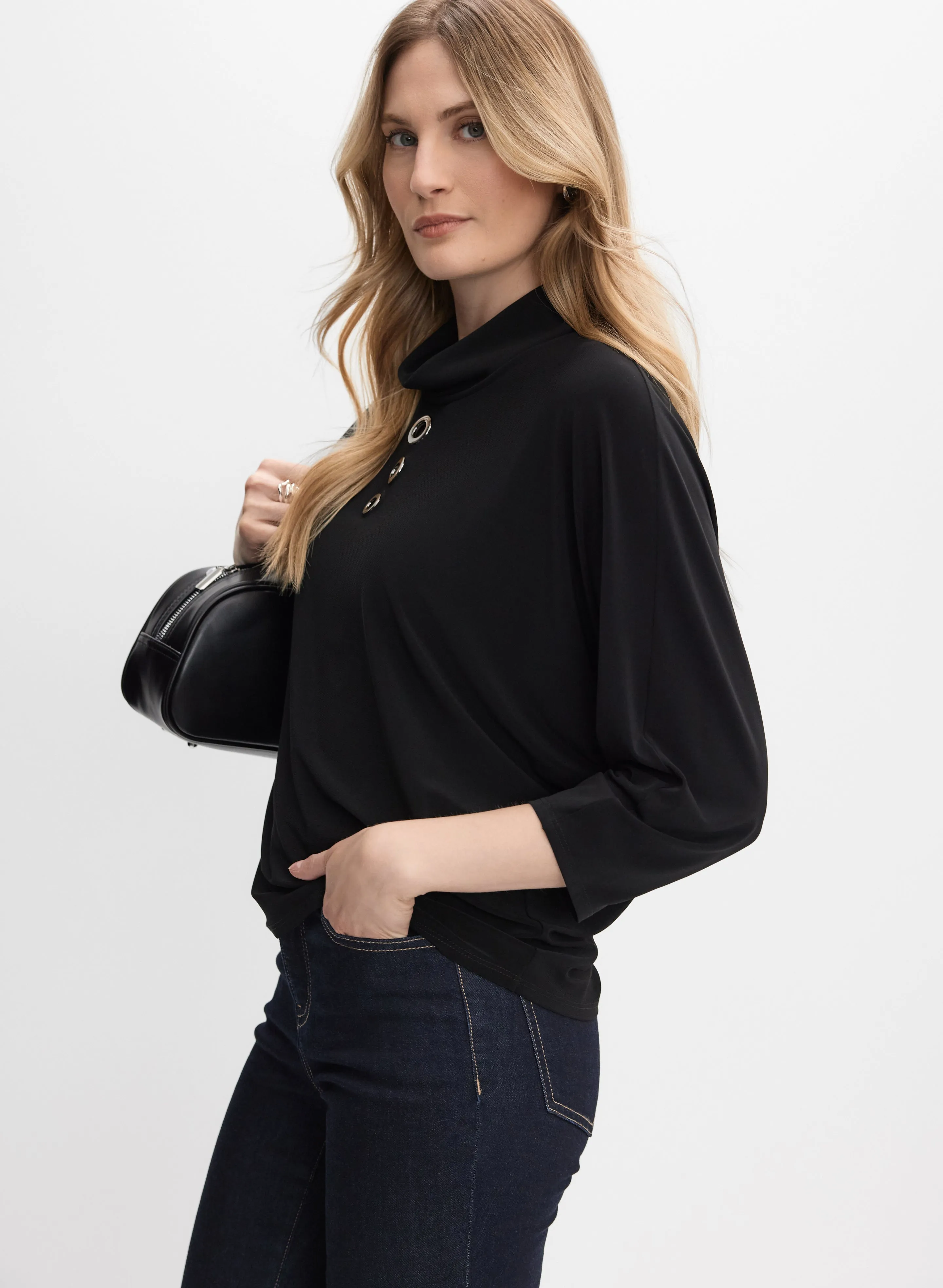 Joseph Ribkoff - Eyelet Mock Neck Top sold by Laura product image thumbnail 5