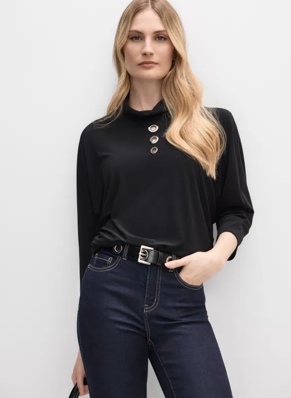 Joseph Ribkoff - Eyelet Mock Neck Top made by Laura