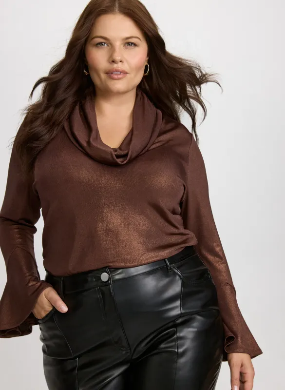Metallic Cowl Neck Top sold by Laura