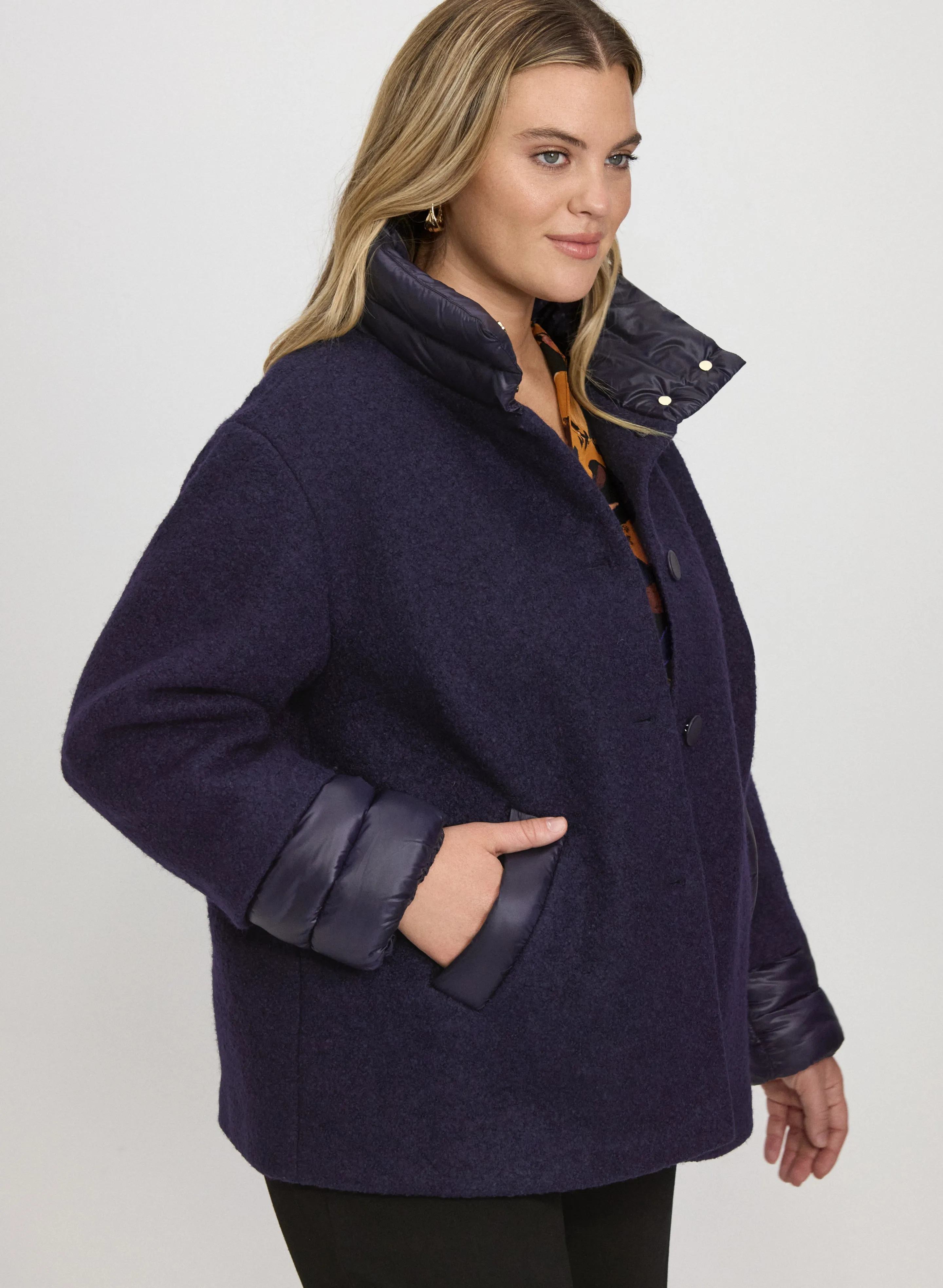 Puffer Trim Wool Coat sold by Laura product image thumbnail 2