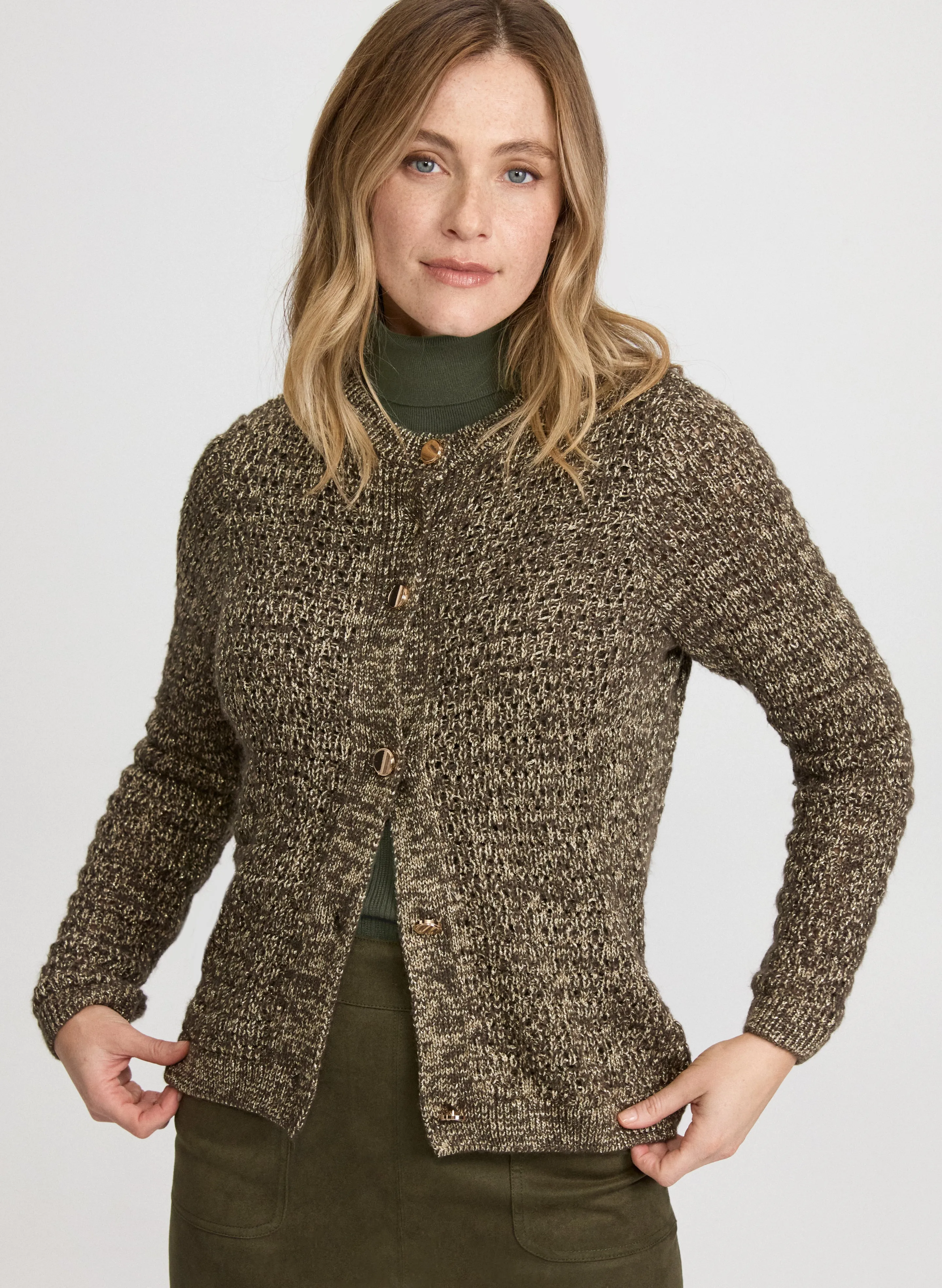 Bouclé Button-Down Cardigan sold by Laura