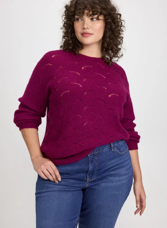 Open Knit Metallic Sweater sold by Laura