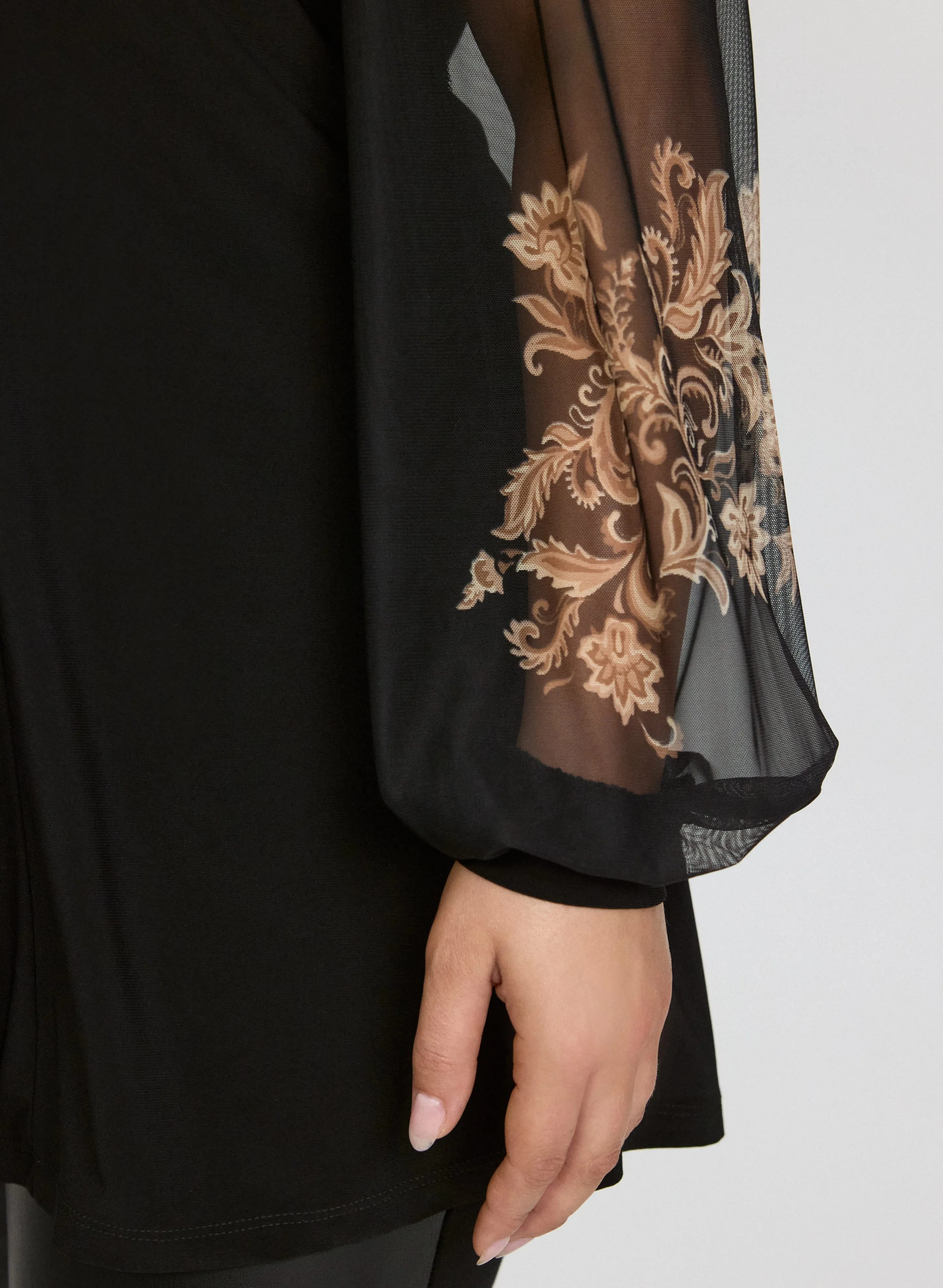 Printed Mesh Sleeve Top sold by Laura product image thumbnail 5