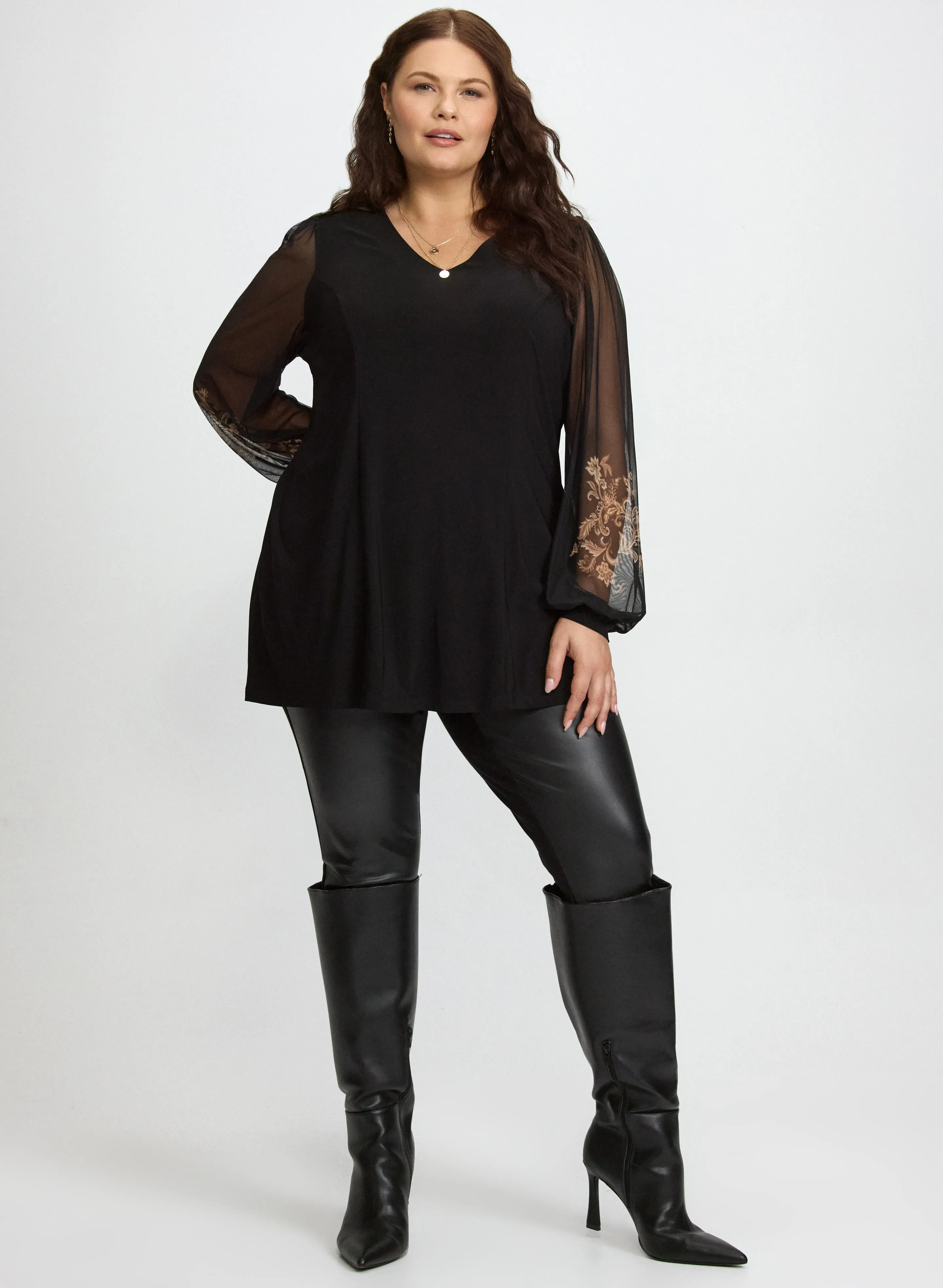 Printed Mesh Sleeve Top sold by Laura product image thumbnail 4