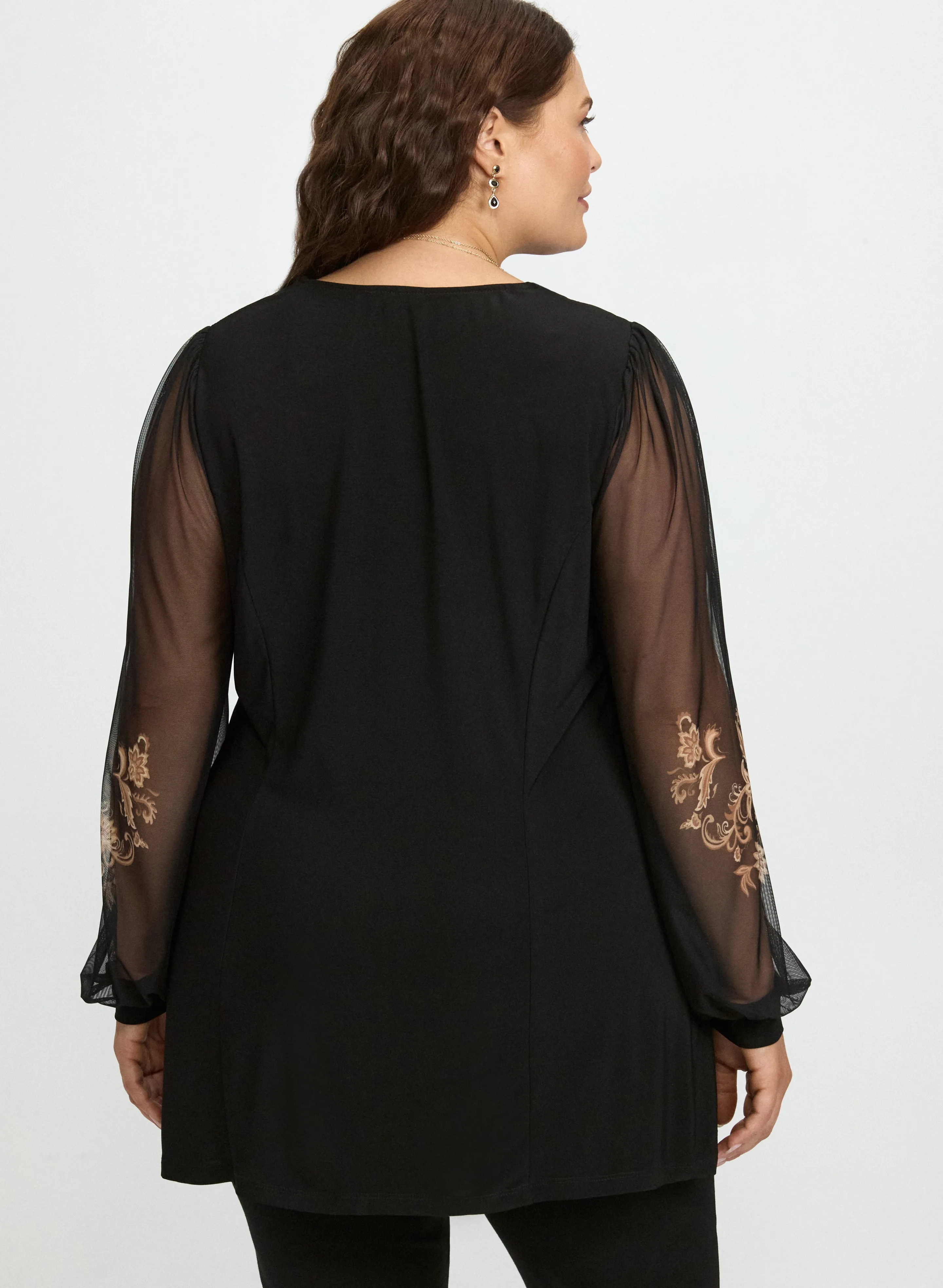 Printed Mesh Sleeve Top sold by Laura product image thumbnail 3