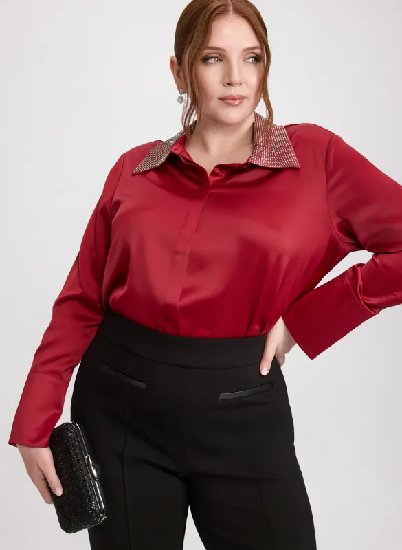 Joseph Ribkoff - Rhinestone Collar Blouse made by Laura