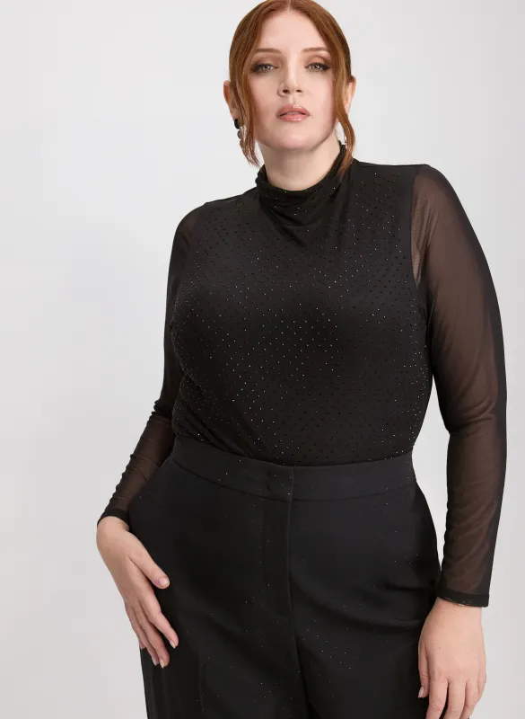 Mesh Tonal Embellished Top sold by Laura