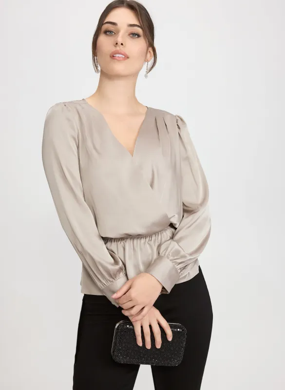 Satin Wrap-Style Blouse sold by Laura
