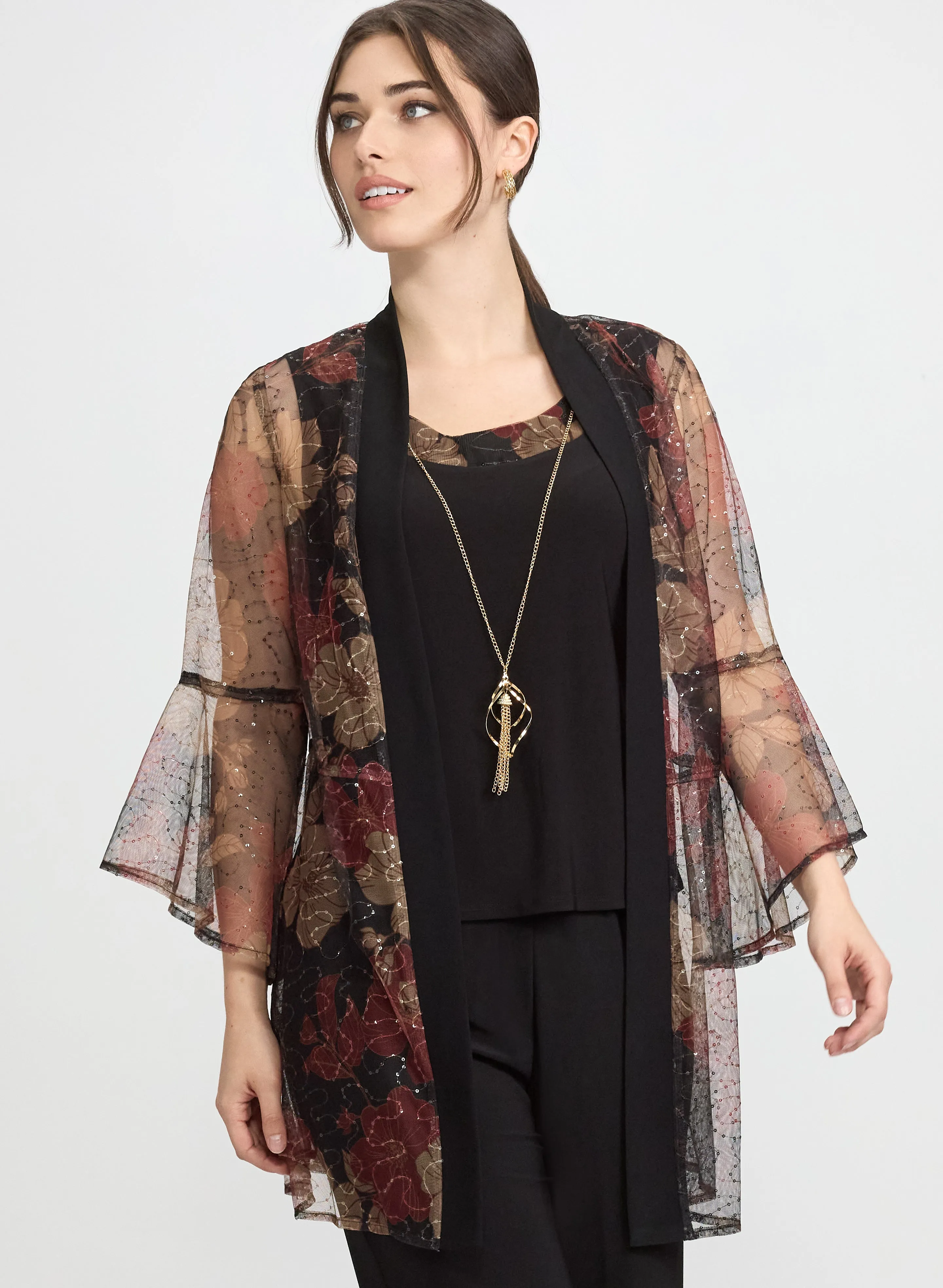 Mesh Floral Jacket, Top & Pants Set sold by Laura product image thumbnail 2