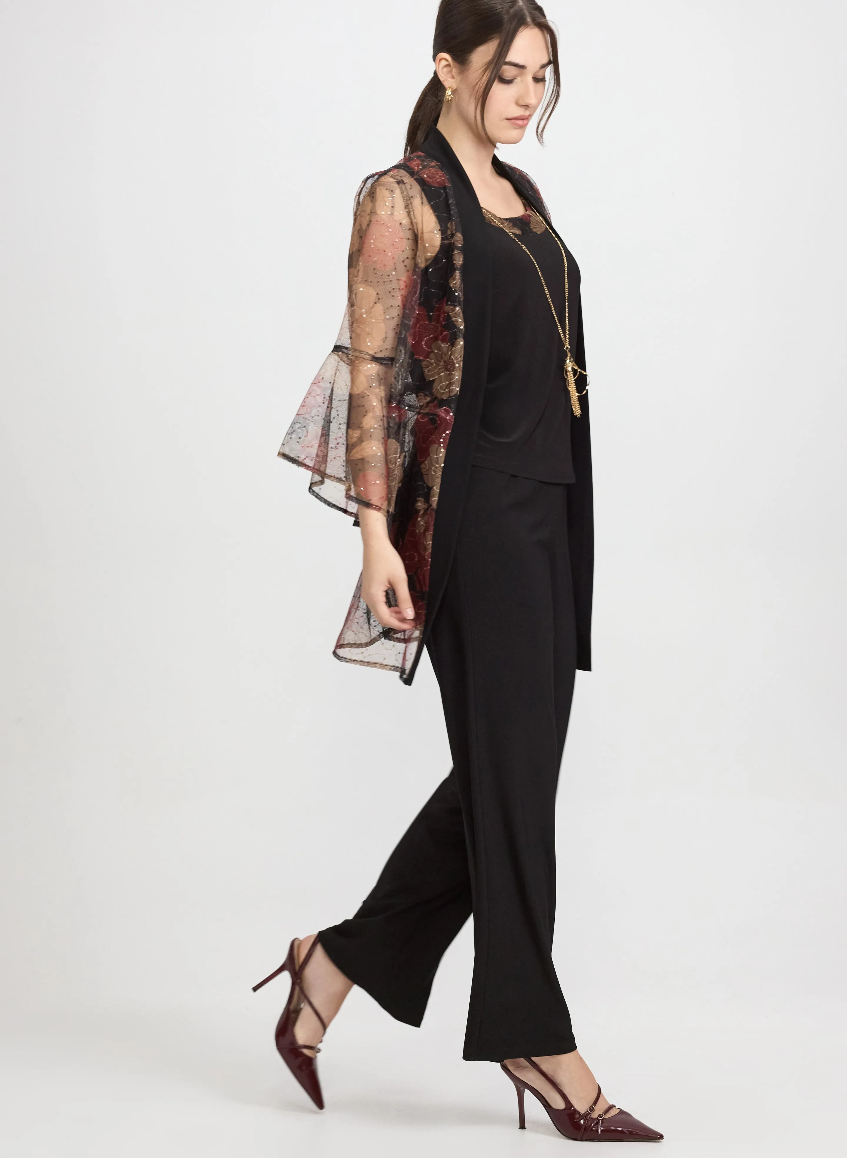 Mesh Floral Jacket, Top & Pants Set sold by Laura product image thumbnail 3