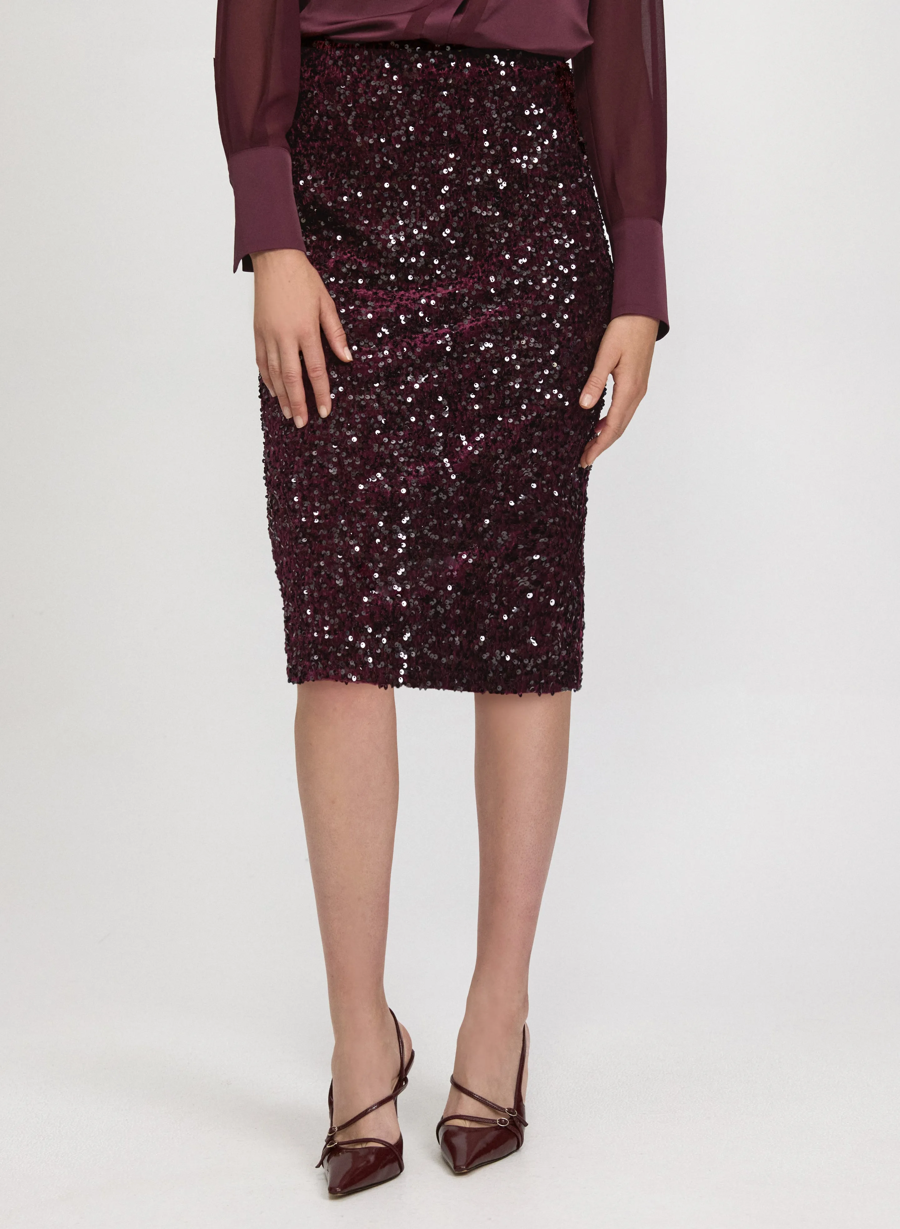 Sequin Velvet Pencil Skirt sold by Laura